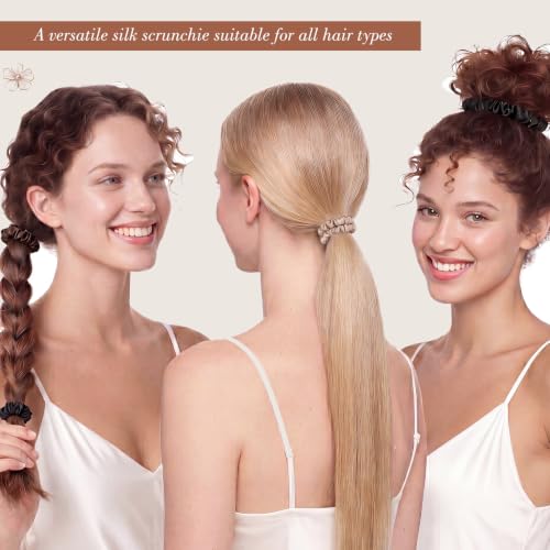Needbrock Mulberry Silk Hair Ties, Thin Scrunchies for Women Girls - color: Multicolor