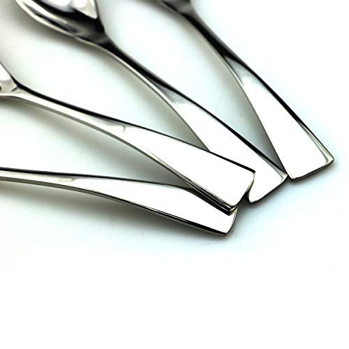 JASHII 18/10 Stainless Steel 4 Piece Mirror Polished Silver Dessert Spoon Salad Spoon Silverware Server Utensil Set 19CM - color: Dessert Spoon