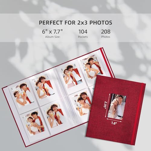 Vienrose Mini Polaroid Photo Album 208 Photos 2x3 Inch Red 1 PACK - color: Red, size: 1 PACK