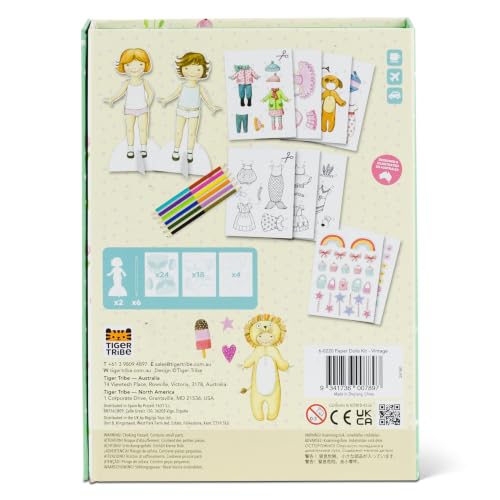 Tiger Tribe: Paper Dolls Kit - Vintage - Design & Dress 2 Paper Dolls, Includes Clothes You Color in, Colored Clothes, Stickers & Colored Pencils
