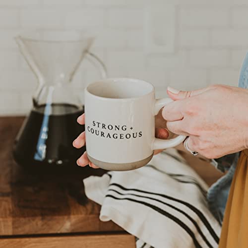 Sweet Water Decor Strong and Courageous Stoneware Coffee Mug | Mom Mug | Novelty Coffee Mugs | Microwave & Dishwasher Safe | 14oz Coffee Cup | Inspirational Gifts - style: Strong and Courageous
