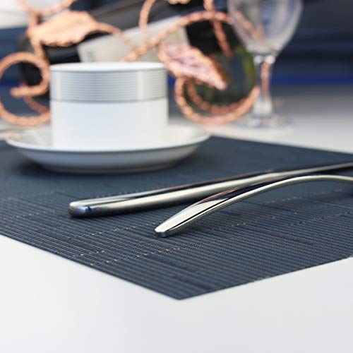 Vinyl Placemats,Washable Table Mats Easy to Clean Woven Placemats for Dining Table Set of 4 (Navy Blue) - color: 03: Navy, size: 4 Placemats