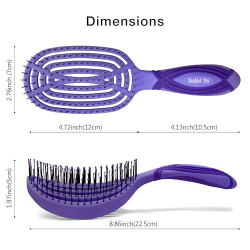 NuWay® DoubleC PRO® Patented Scalp Care Hair Brush – Double Curve Design for Scalp Massage, Professional Blow-Dry Styling, Wet & Dry Hair, All Hair Types (Hyacinth) - color: Hyacinth