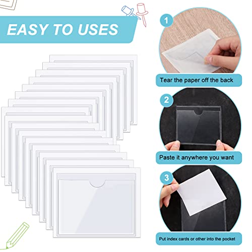 Chinco 30 Pcs Self Adhesive Clear Index Card Pockets,2.75 x 3.5 Inches - size: 3.9 x 3.1 Inches