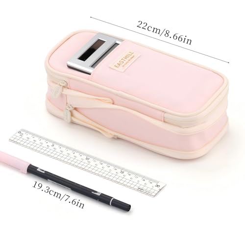 EASTHILL Big Capacity Pencil Case Large Pencil Pouch Stationery Pen Bag for Teen Girls-Pink - color: Pink