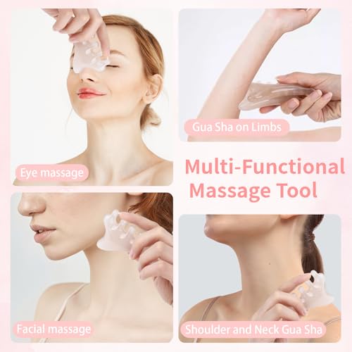 2 Pcs 4-in-1 Head Massage Comb, Gua Sha Facial Tools, Multi-Functional Manual Massage Tool for the Face, Eyes, Head and Neck, Relieve Fatigue and Relax the Body(Gray)