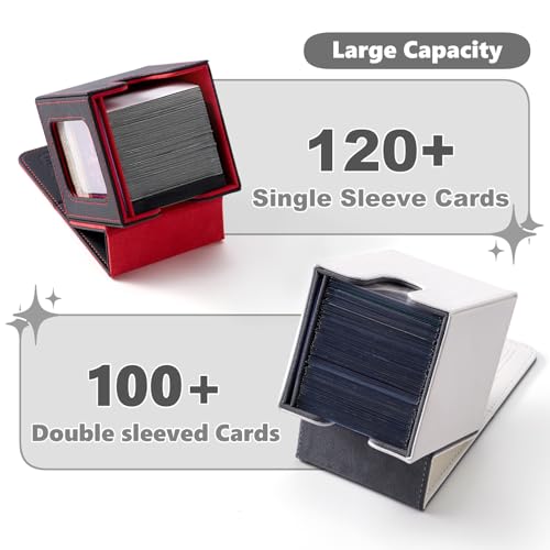 Venssu Cat Themed MTG Deck Box with Commander Display (White and Grey) - color: Cat
