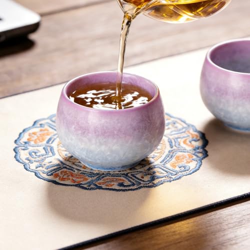 KAMMAK Japanese Tea Cups, 6.7 Oz Small Handmade Ceramic Teacups, Set of 2 - style: GN02