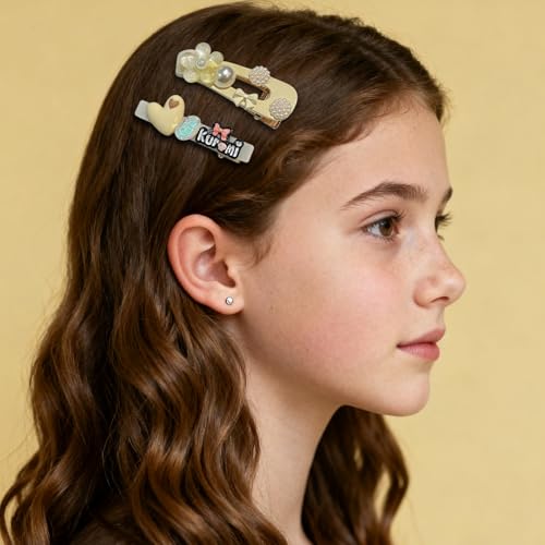 15 piece set of girls' and ladies' hair clips, sweet and fashionable hair clip set, pearl acrylic resin hair accessories, suitable as gifts for girls and ladies (white) - color: white