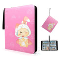 9 Pocket Card Binder - Premium Zip Trading Card Binder - 900 Double Sided Pocket PU Collection Binder - Gift for Girls (Pink Kitten 9-Pocket)