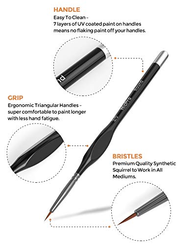 Nicpro 5 PCS Detail Paint Brushes, Extra Fine Tip 000 Miniature Brush Set - color: Black, size: 3/0