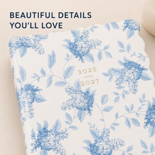 Laura Ashley Academic Planner Hardcover Agenda Jul 2026-Dec 2027, 6"x8" - color: White Blue Floral