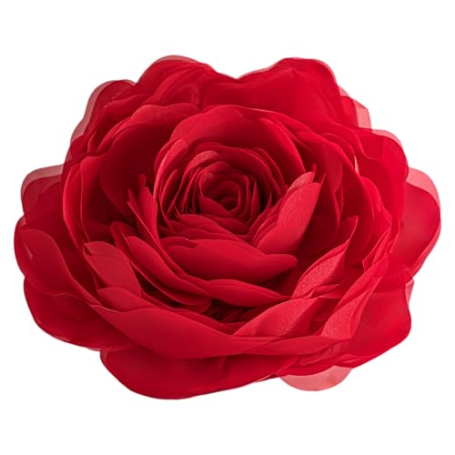 JWH Stereo Flower Throw Pillow Covers Aesthetic Decorative Floral Accent Pillow Cases Round Cushion Handmade Pillowcase for Bedroom Bed Couch Chair Car 12 Inch Red - color: Red, size: 12" x 12" (Pack of 1)