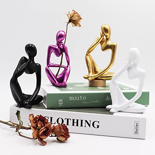 Thinker Statues and Sculptures, Resin Thinker Statue Ornaments, Abstract Style Sculptures, Housewarming Gifts, Housewarming Decorations, Living Room Dining Desk Decorations(Gold Right, Small) - color: Gold Right, size: Small