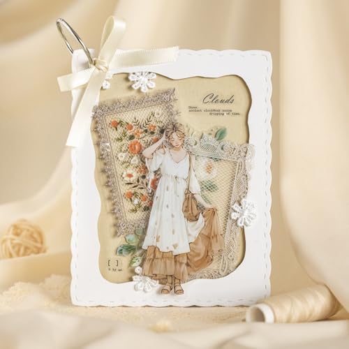 80 Pcs Floral Frame Stickers for Scrapbooking and Journaling - color: Glazed Gauze