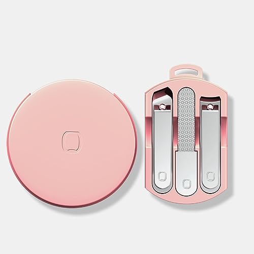 Portable 3-in-1 Stainless Steel Manicure Set with Pink Carrying Case - Includes Nail Clippers, Nail Files, and Cuticle Trimmer - Ideal Travel Nail Cutter Kit for Men and Women