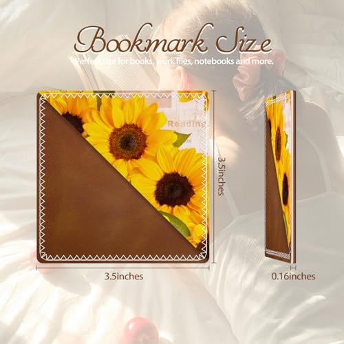 3 Pieces Leather Bookmarks, Personalized & Cute Book Accessories for Reading Lovers, Page Markers for Women Men Girls Boys Student Teacher Kids Retirement Birthday Gifts (Sunflower, Starry Sky) - color: Sunflower, Starry Sky