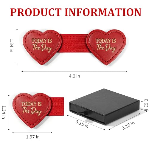 2Pcs Magnetic Leather Heart Bookmarks with Pen Holder, Cute Inspirational Motivational Quotes Book Markers Clip with Gift Box, Reading Accessories for Book Lovers Women Teacher (Red, Today is The Day) - color: Red-today is the Day