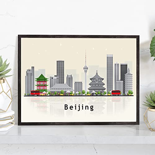 Pera Print Beijing Poster, China Illustration Skyline City Poster, Modern Skyline Beijing Poster, Cityscape and Landmark Print, Home-Office Wall Art Decoration - 12x18 Inches - color: Beijing - China, size: 18"L x 12"W