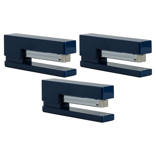 JAM PAPER Modern Desk Stapler - Navy Blue - 3/Pack - color: Navy Blue, size: Pack of 3