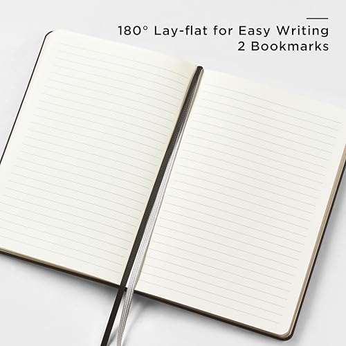 &And Per Se Lined Journal and Pen Set (3 Packs), A5 Leather Hardcover Notebook with Pen & Stationary Set, 160 Pages 100GSM Thick Ruled Paper Journal for Business Work Writing (Black) - color: Black