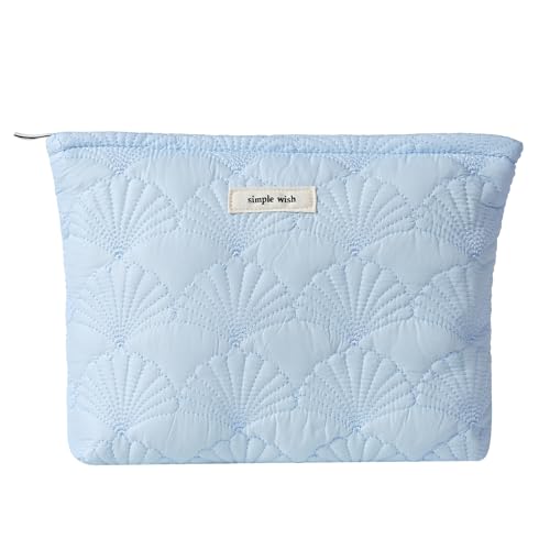 RSRSLEII Quilted Cotton Seashell Makeup bag, Travel Toiletry Bag,Light Blue - color: 11 Light Blue