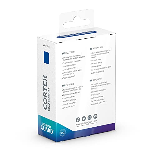 Ultimate Guard Cortex Outer Card Sleeves, 100 Standard Size TCG Sleeves, 66 x 91mm, Blue Back, Glossy Finish, No PVC & Acid-Free, High Clarity - color: Blue, size: Standard Glossy