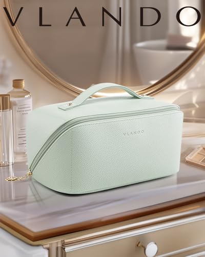 VLANDO Makeup Bag,Women Travel Toiletry Case,Carry Handle,Mint Green - color: 07-Mint Green
