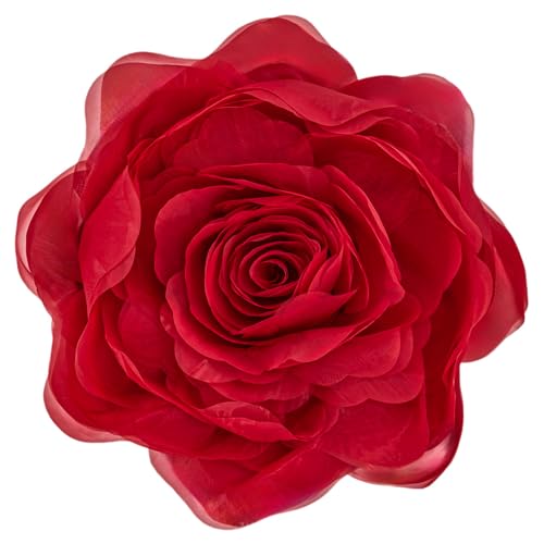 JWH 3D Flower Decorative Throw Pillow Covers with Insert, Red, 14 Inch - color: Red, size: 14" x 14" (Pack of 1)