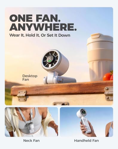 Diveblues Portable Handheld Turbo Fan, 5 Gear Wind, Battery Operated, Up to 12 Working Hours, 3 IN 1 Hand Fan with Air Turbo Tech Cooling Fan for Outdoor Activities, Travel, Working, Silvery white - color: Off-white