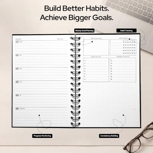Nextnoid A5 Undated Weekly Planner with Goal & Habit Tracker, Beige - color: c-Beige, style: b-Weekly Undated