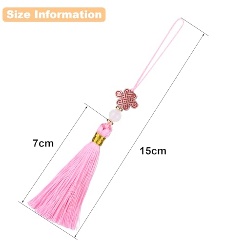 Beautyflier 24PCS Chinese Knot Tassel Pendant for Phone Case, Mini Mala Tassels with Hanging Loop, Jade Beads and Charms for Home Office Decor, Car Hanging Decoration, Graduation (8 Colors #1) - color: 8 Colors #1