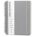 Lined Spiral Notebook for Women, A5 College Ruled Leather Spiral Journals - color: Light Gray, size: A5