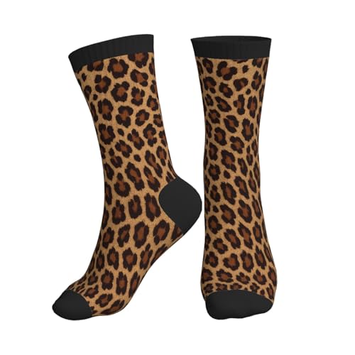 Crew Athletic Socks Funny Crazy Casual Sports Novelty Dress Socks for Women Men Running Hiking - color: Leopard