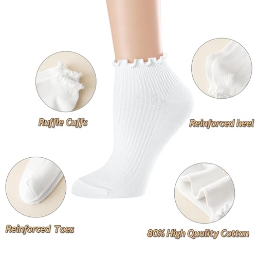 Mcool Mary Womens Ankle Ruffle Socks 6 Pack - color: White, Black, size: 5-9