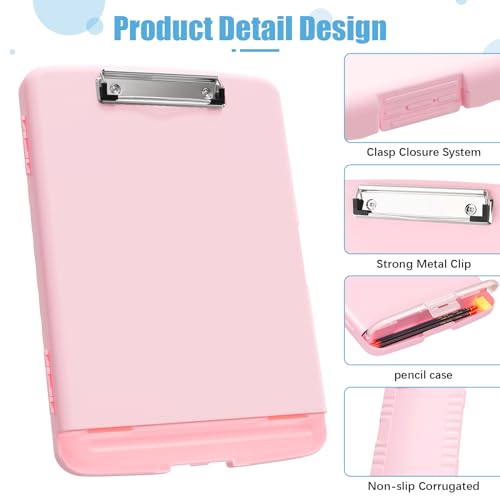 Hongri Clipboard with Storage with Pencil Case, 8.5 x 11 Storage Clip Board - color: Pink