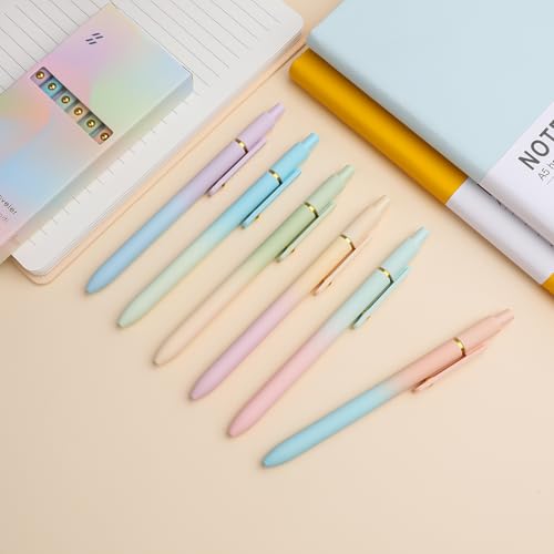 Ddaowanx Gel Pens,6 Pcs 0.7mm Retractable Quick Dry Black Ink Pens - color: 6 Pcs Gradient