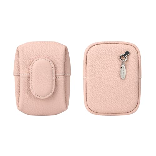 Royal Bagger Genuine Cowhide Leather Coin Purse for Women, Lychee Pattern Mini Change Pouch with Buckle Closure, Compact Accessory Bag 1603 (Light Pink 5603) - color: Light Pink 5603