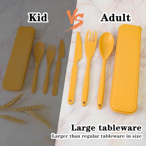 Zoyiancy 4 Sets Large Utensils Set with Case, Reusable Travel Cutlery Set - color: Large, 4 Colors