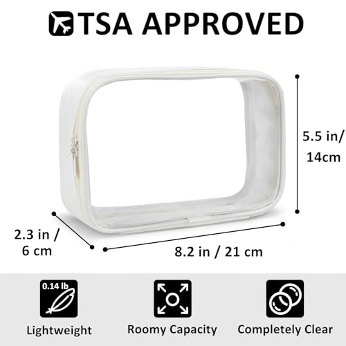 Moyad TSA Approved Toiletry Bag Clear Quart Size Travel Bags Makeup Bag - color: Beige, size: 2 Pack