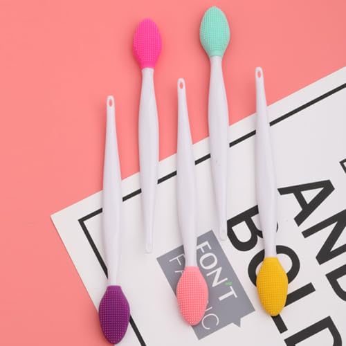 Double-Sided Silicone Facial Cleansing Brush – Exfoliating Blackhead Remover Tool for Deep Pore Cleaning and Gentle Skin Massage(Pink) - color: Pink
