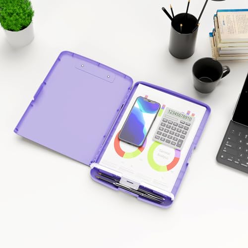 Hongri Clipboard with Storage with Pencil Case, 8.5 x 11 Storage Clip Board - color: Purple