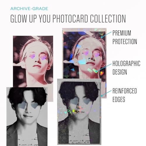 4-in-1 Kpop Photocard Sleeves Protector Starter Kit | Includes 68 Card Sleeves in 3 Sizes Standard, Oversize, Square Holographic Sleeves. Kpop Photocard Collectors Durable Protective Card Sleeves