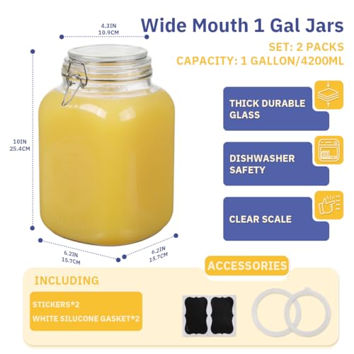 1 Gallon Glass Jars Mouth Storage Jar with Glass Lid