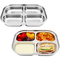 Korean Stainless Steel Divided Plates for Toddlers & Kids, Non-Toxic, 2PK - size: 4 Compartments