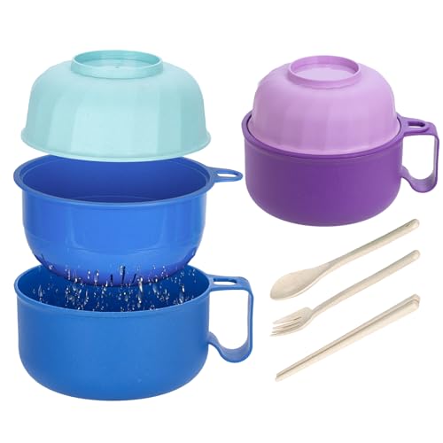 2Pack Ramen Bowl, Portable Ramen Cooker, Instant Ramen Noodle Bowls College Dorm Room Apartment Essentials (Purple Blue) - color: Purple Blue