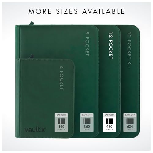 Vault X 12 Pocket Zip Trading Card Binder 480 Cards Exo-Tec (Green) - color: Green, size: 12 Pocket