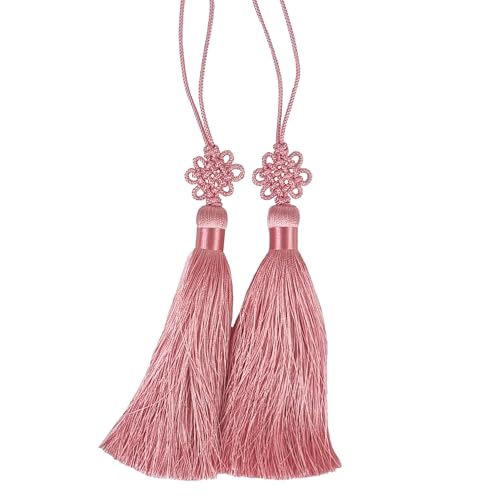 Mini Korean Silk Knot Norigae Set - 2 Pack Arirang Inspired Tassel Bag Charms in 13 Colors - Traditional Hanbok Accessories (Coral Pink) - color: Coral Pink