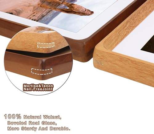 4x6 Picture Frame, USA-Sourced Natural Walnut Wood with Real Glass, Handcrafted Rounded Corners, Matted to 3x5 Photo, Gallery Wall and Tabletop Display - color: Walnut, size: 4X6