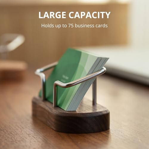 muso wood Business Card Holder for Desk, Wooden Creative Business Card Display for Desk, Wood Business Card Stand for Office, Tabletop (Walnut 1pack)